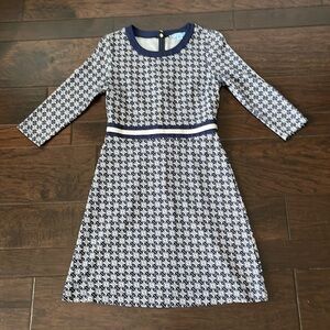 Draper James Navy and White Houndstooth Dress